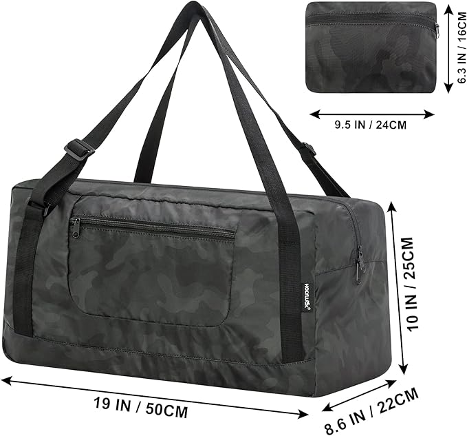 HOLYLUCK Foldable Travel Duffel Bag For Women & Men Luggage Great for Gym (midnight camo)