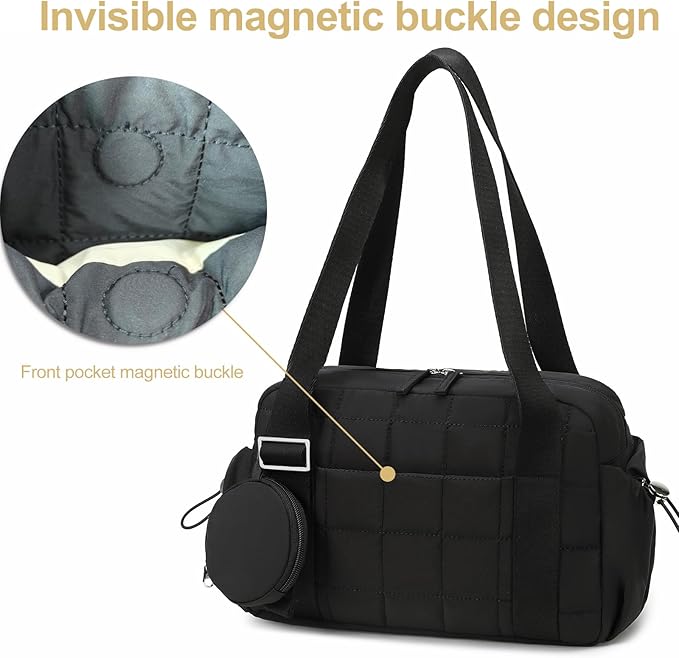 CAMTOP Mini Gym Bag for Women, Small Gym Tote Bag Puffy Quilted Sports Duffel Bag with Wet Compartment and Coin Purse Duffel Bags Dance Yoga Workout Bag for Gifts