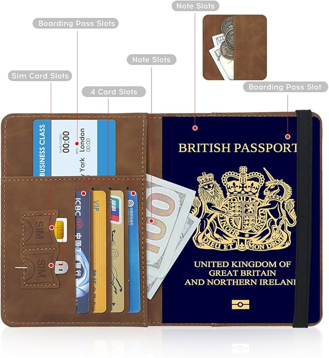 ILIYAH-Passport Cover-Passport Holder Travel Wallet-RFID Blocking Passport Case Travel Accessories Card Holder Wallet Unisex Travel Gifts (Brown)