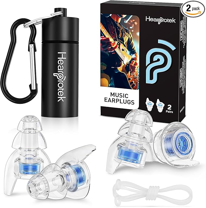 Hearprotek Concert Ear Plugs, 2Pairs Reusable high Fidelity Musician Ear Plugs for Concerts Loud Music-Noise Reduction Ear Protection earplugs for Rave,Festival,Music,Tinnitus Relief
