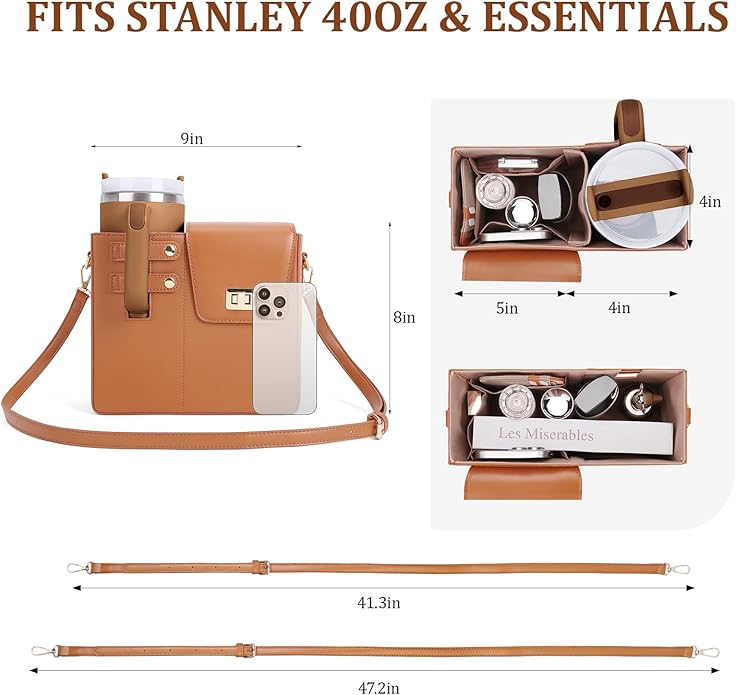 Stanley Purse Cup Holder Bag- Outdoor Portable Crossbody Bag for Stanley Cup Tumbler Purse