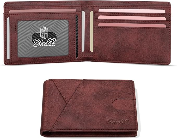 Zitahli Bifold Wallets for Men - Slim RFID Leather Credit Card Holder for 6-11 Cards, Minimalist Thin Wallet with ID Window & Cash Slot,Front Pockt Carteras Para Hombres, Birthday Gifts for Men | Slim, RFID Blocking, Premium, Front Pocket, Gift Box, Le...