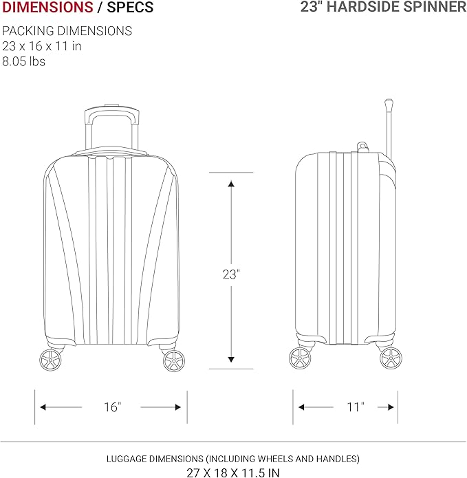 SwissGear 7585 Hardside Expandable Luggage with Spinner Wheels, Silver, Checked-Medium 23-Inch
