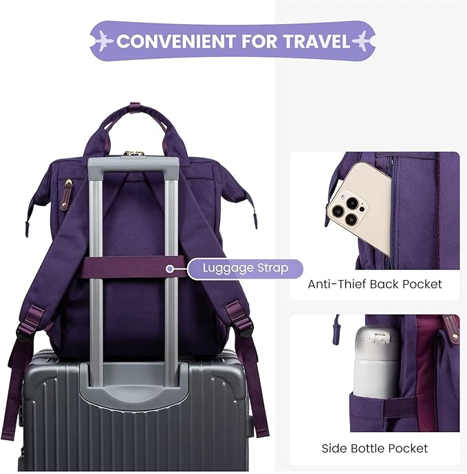 LOVEVOOK 15.6 inch Laptop Backpack for Women, Teacher Nurse Work Travel Backpacks Purse,Computer Bag, Purple Blue