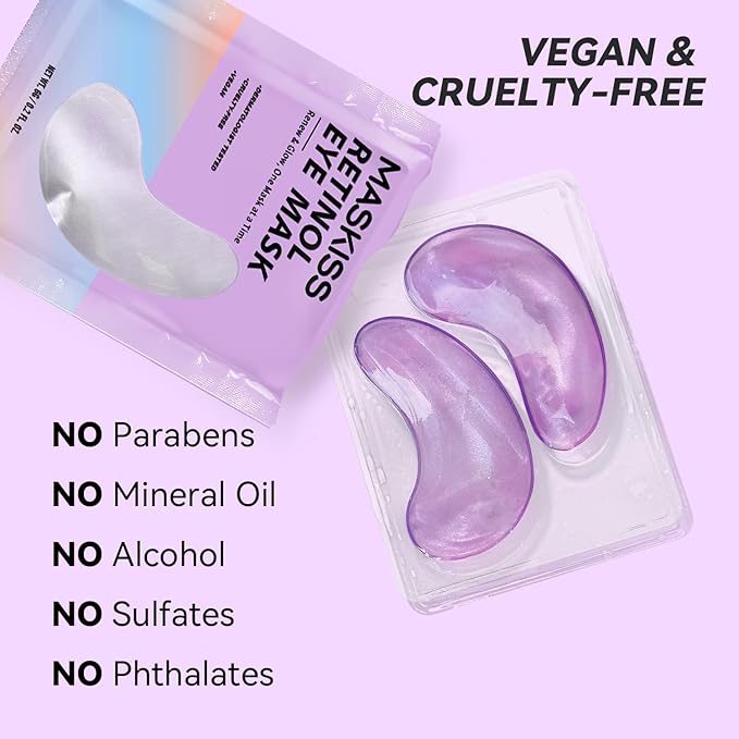 Retinol Under Eye Patches (24 Pairs), Purple Eye Masks for Dark Circles, Puffy Eyes & Wrinkles, Firming Collagen Eye Patches, Vegan Cruelty-Free Skincare Gifts for Women