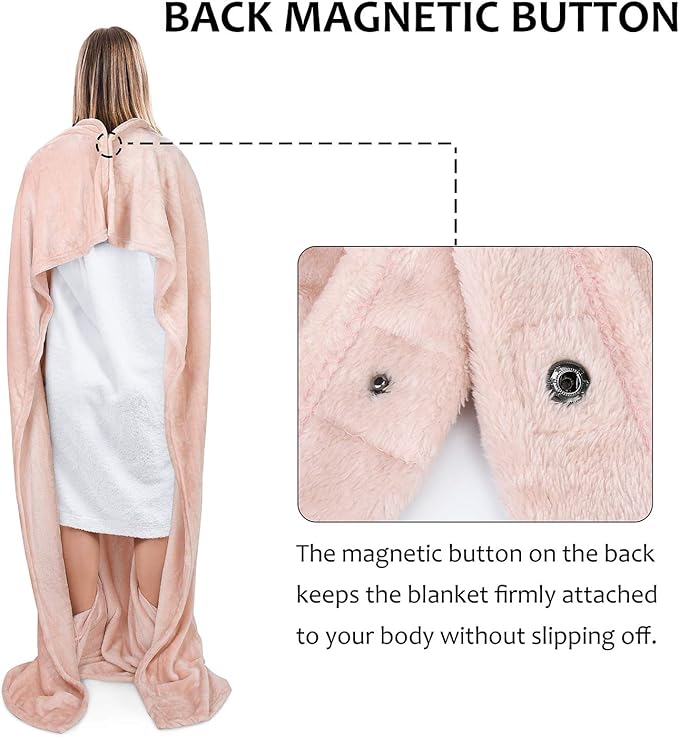 Tirrinia Travel Blanket Pillow - Wearable Airplane Blanket with Feet Pockets for Long Flights, Airplane Accessories Blanket Robe for Women and Men, Gift for Her
