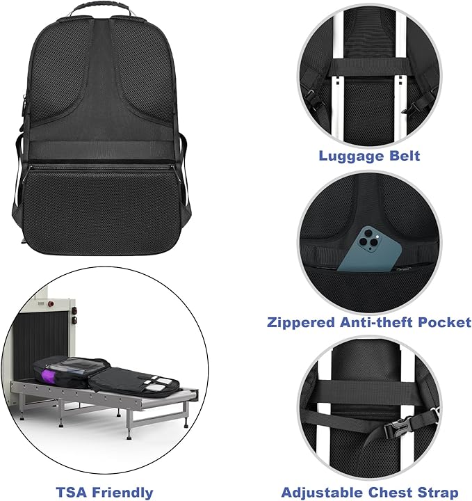 Z-MGKISS 52L Travel Backpack for Women, Large Waterproof Anti-Theft Backpack 17.3 Inch with USB Port, TSA-Approved Daypack, Gifts for Women Teacher Business College, Purple