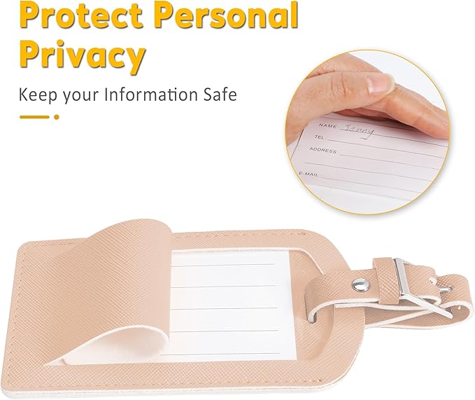 3 Pack Luggage Tags for Suitcases, TSA Approved Bag Tags, Baggage Tags with Privacy Protection, Travel Essentials Luggage Accessories, Pale Pink