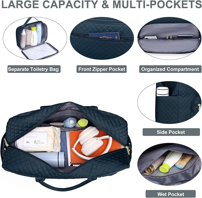 Travel Duffle Weekender Bags for Women - Weekend Bag Women with Shoe Compartment Carry On Overnight Bag with Toiletry Bag Duffel Bags Wet Pocket for Gym Hospital Bags for Labor and Delivery