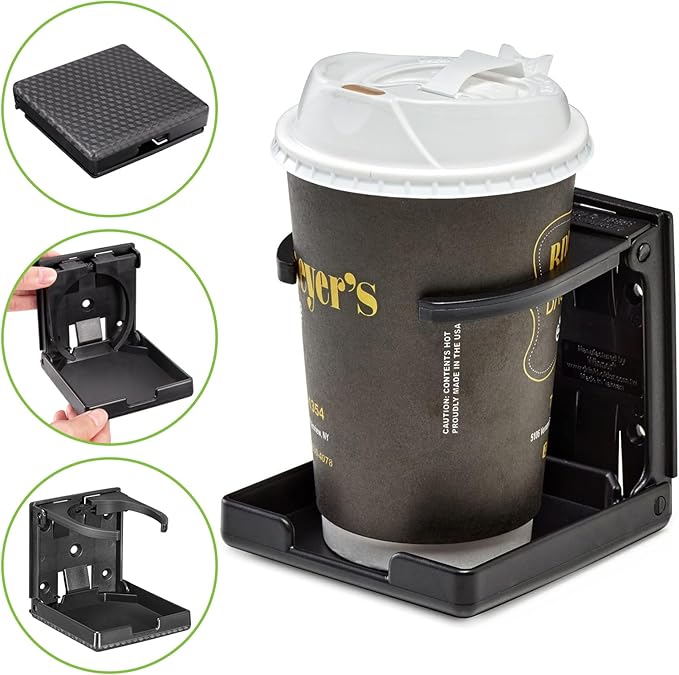 Spurtar 2pcs Boat Cup Holder Suitable for Most Size Mugs Water Bottle Drink 2.36-3.94Inch/60-100MM Adjustable Folding Wall Car Desk Cup Holder for Trucks, RVs, Vans, Boats, Campers, Caravans