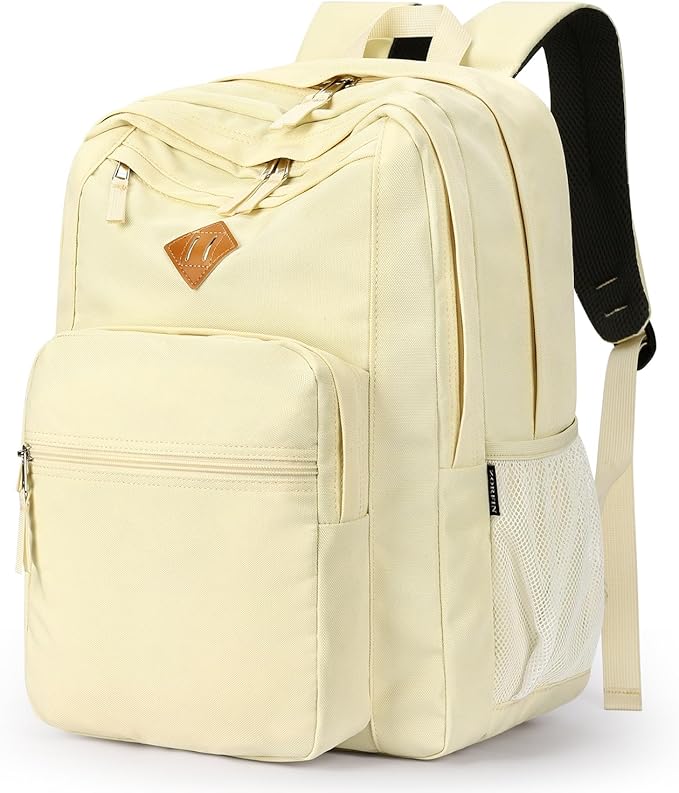 ZORFIN 26L Backpack for College, and Travel: Water Resistant Bookbag - Beige