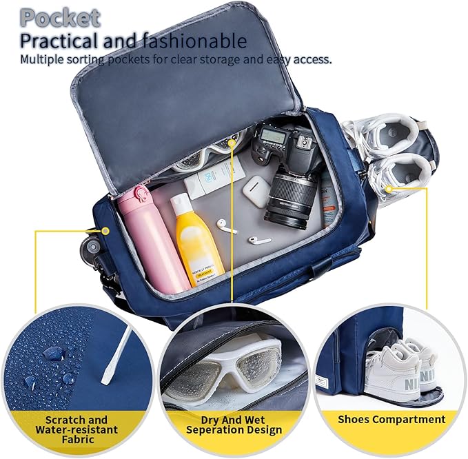 FIORETTO Women's Gym Duffle Bag with Shoes Compartment, 30L Capacity, Ideal for Travel, Gym, Sports, Duffel, Weekender