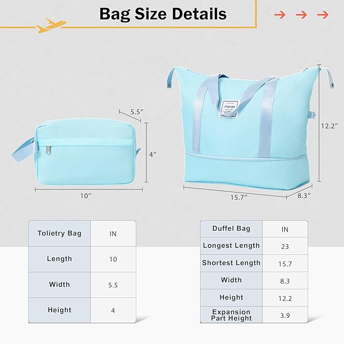 Merax Luggage Sets 2 Piece Suitcase Set, Hardshell 20 IN & 28 IN Suitcase Set with Duffel Bag, Travel Suitcases with Spinner Wheels and TSA Lock(Light Blue)