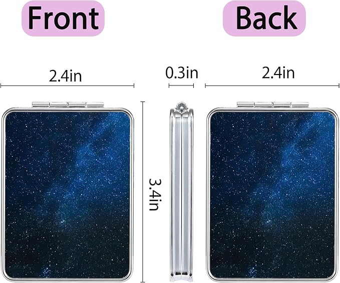 Pocket Mirror, Small Travel Mirror with Magnification, Portable Double-Sided Magnifying Cosmetic Mirror for Daily (Star)