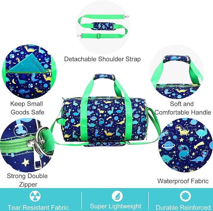 Gym Travel Duffle Bag for Girls - Gymnastics Sports Dance Bag with Shoe Compartment & Wet Pocket Panda Kids Travel Bag Teens Weekender Sleepover Carry On Bag