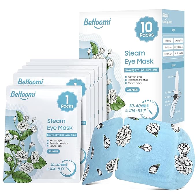Steam Eye Mask, 10Packs Heated Eye Mask, Self Heating Disposable SPA Warm Compress for Eyes Sleep Mask, Travel Essentials & Relaxation Gifts, Valentine's Day Gifts (Jasmine Scent)