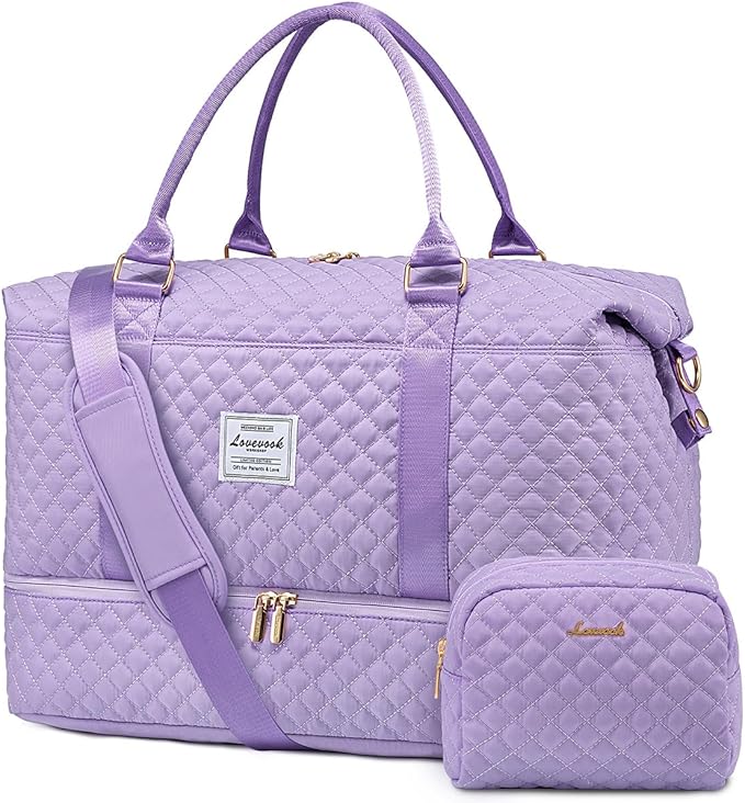 LOVEVOOK Travel Duffle Bag,Weekender Bags for Women with Shoe Compartment，Carry on Overnight Bag with Toiletry Bag,Gym Duffel Bag with Wet Pocket, Hospital Bags for Labor and Delivery