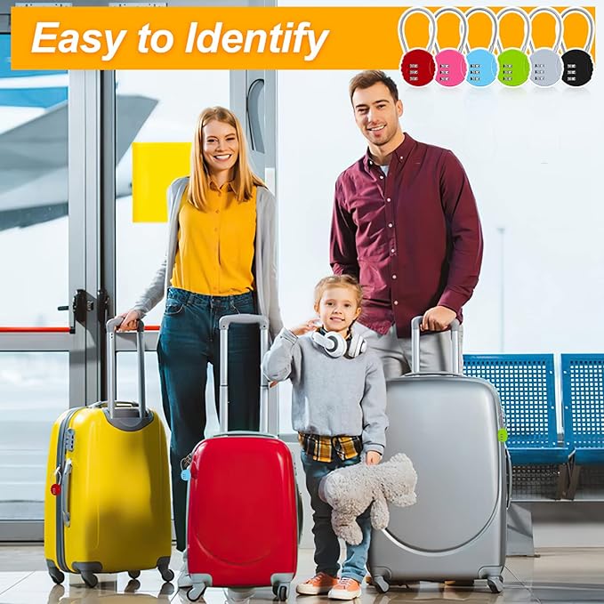 6 Pack Combination Padlock 3 Digit Luggage Lock Suitcase Lock, Outdoor Combination Lock Waterproof Small Lock for School, Gym Locker, Travel Bag (Multicolor)