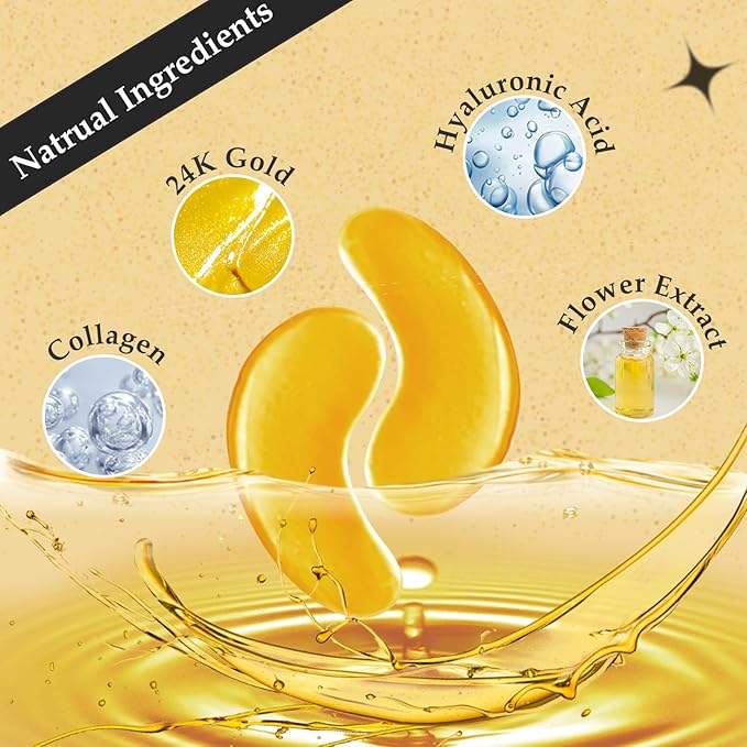 Adofect 30 Pairs Under Eye Patches -Reduce Eye Bags -24K Gold Eye Mask Collagen Under Eye Gel Pads for Puffiness and Dark Circle, Wrinkle, Revitalize and Refresh Your Skin