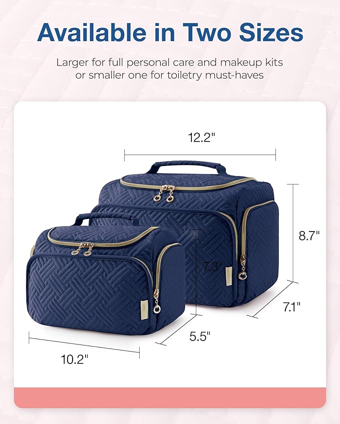 BAGSMART Travel Toiletry Bag for Women, Cosmetic Bag Makeup Bag Organizer with Handle, Travel Bag for Toiletries, Travel Accessories, Full Sized Container