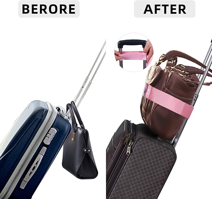 Bylion 2-in-1 Travel Belt for Luggage, Luggage Straps for Add a Bag Adjustable Suitcase Straps with Alloy Buckle Elastic Bungees Belt Hands-Free for Airport, Personalized Travel Accessories (Pink)