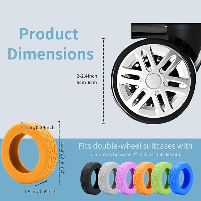 10Pcs Luggage Wheel Covers Silicone Silent Suitcase Protector for Luggage or Office Chair Caste Upgraded Wear-Resistant Anti-Noise Shock Absorption Suitcase Wheel Covers Accessories for Travel Orange