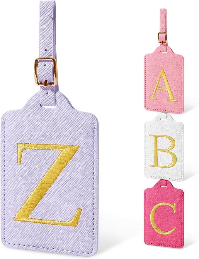 Personalized Initial Letter Luggage Tags for Suitcases,Suitcase Identifier Baggage Tag,Cute Travel Luggage Tags,Best Gift Wedding Birthday for Couples Honeymoon Friend Family Vacation(Purple Z)