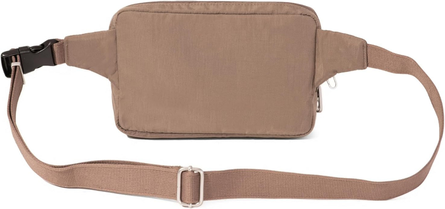 Baggallini Securtex Anti-theft Belt Bag 8.8"x5.5" Crossbody Fanny Pack for Women RFID Wallet Locking Zipper Travel Purse