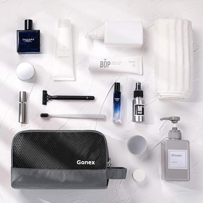 Gonex Travel Toiletry Bag Nylon, Shaving Bag Toiletry Organizer Black