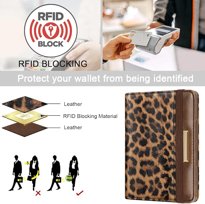 Passport Holder Cover,Traveling Passport Case Cute Passport Wallet for Women,Leopard