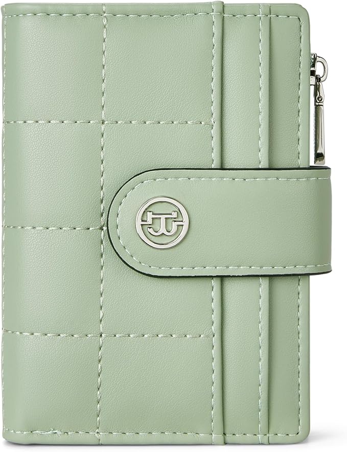 BOSTANTEN Small Wallet for Women Leather RFID Blocking Card Holder Bifold Compact Wallets With Zipper Coin Pocket Green