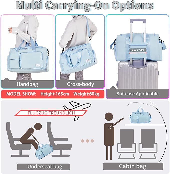 FIORETTO Women's Gym Duffle Bag with Shoes Compartment, 30L Capacity, Ideal for Travel, Gym, Sports, Duffel, Weekender