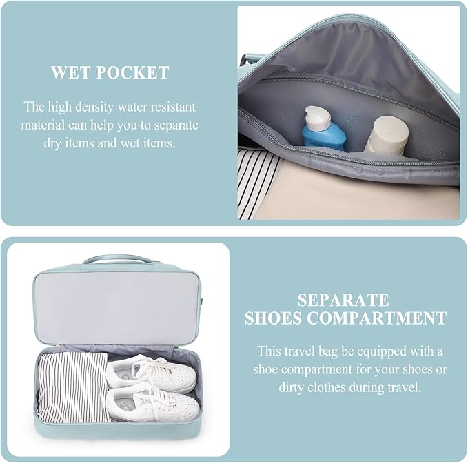 Weekender Bags for Women,Personal Item Travel Bag with Shoes Compartment,Overnight Travel Duffel Bag with Toiletry Bag