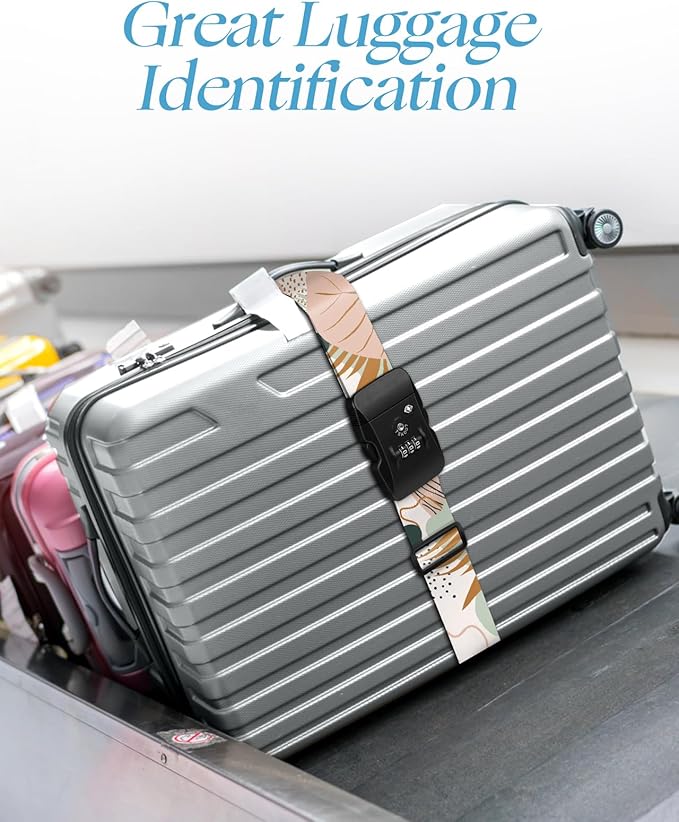 Slohif Luggage Straps TSA Lock for Suitcases - Travel Belt TSA Approved Accessories Luggage Identifiers Carry On Bag with Buckle Nylon Adjustable Band for Add a Bag Leaf