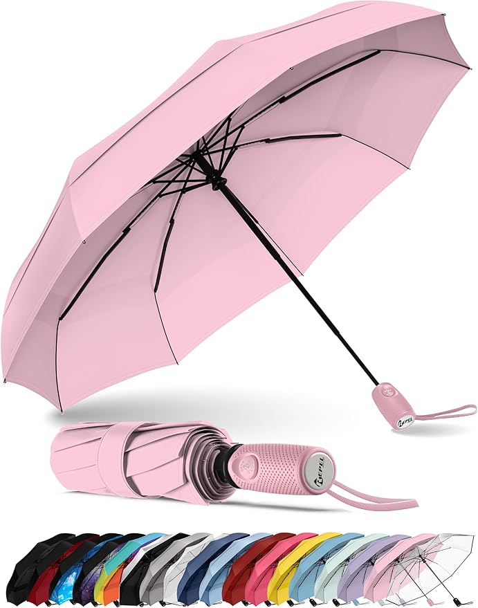 REPEL Windproof Travel Umbrella - Compact & Withstands Winds up to 85MPH , Strongest Premium Auto Folding Umbrella for Rain and Sun - Durable, Light & Portable for Women & Men , Fits Backpack & Cars
