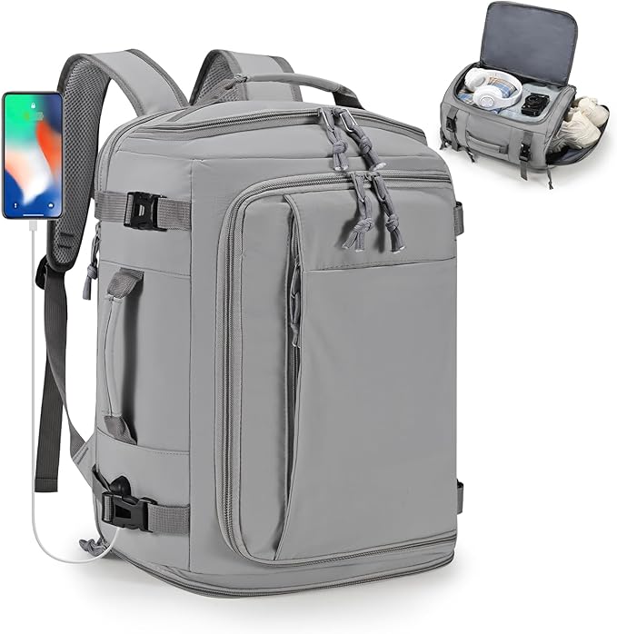 40x30x20cm Travel Bag, Expandable Carry on Travel Backpack 30-35L, 40x30x25cm Personal Item Bag,15.6inch Laptop Backpack with Shoe Compartment and Wet Pockets,Mochila de Viaje