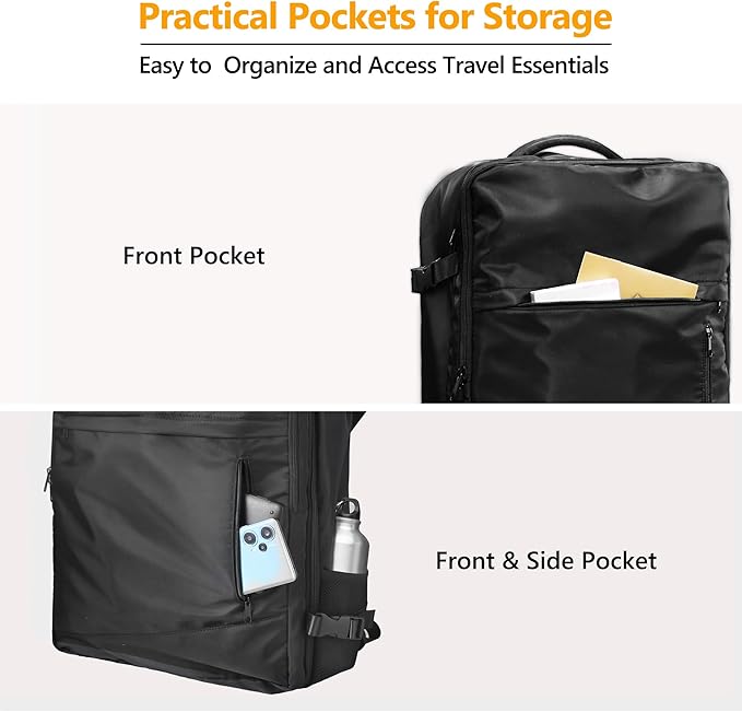 SUOCO Travel Backpack with Vacuum Bag, 60L Seal Compression Air Vac Back Pack with Travel Pump, Carry On Suitcase Luggage Flight Approved for Men Women Personal Item, Black | Seal Compression, Travel Pump, Carry On Suitcase, Luggage, Flight Approved, P...