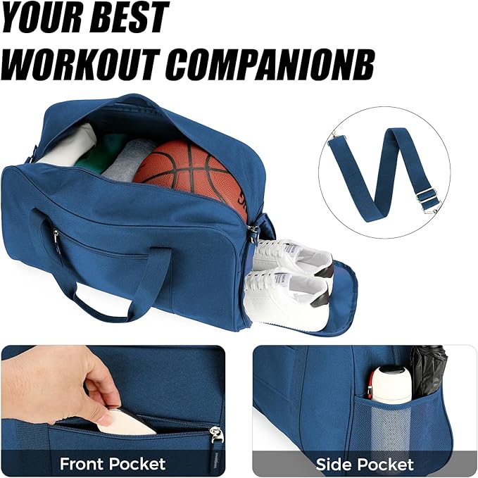 Searock 21 Inch Gym Bag with Shoe Compartment, Sports Duffle Bag for Travel, Carry On Duffel Bag, Weekender Overnight Bags for Men and Women Traveling, Navy Blue