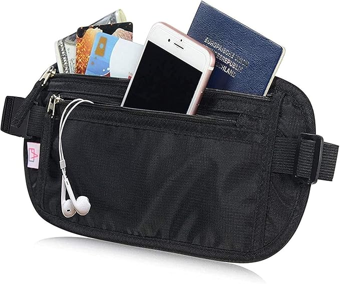 Money Belt Passport Holder for Women Men - Secure Hidden Travel Wallet Fanny Pack with RFID Blocking