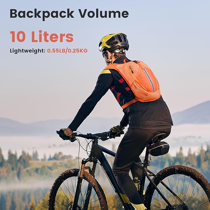Small Hiking Backpack 10L-Lightweight Packable Foldable Backpack for Travel Camping Outdoor Commute,Compact Rucksack for Women Men(Orange)