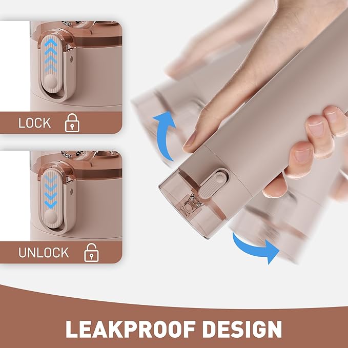 9oz Small Water Bottles with Straw, Mini Water Bottle with One-Hand Open Design, Leak-Proof Locking Lid for Hot&Cold Drinks, Small Travel Water Bottle - 100% Leakproof for School, Travel...(Mocha)