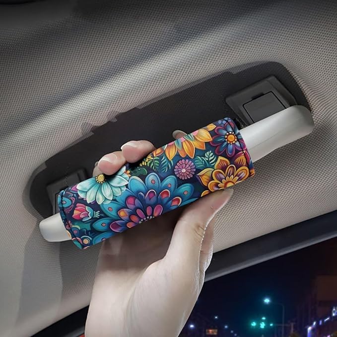 BIGCARJOB Set of 2 Pcs Luggage Handle Wraps with Blossom Lotus Print Suitcase Handle Sleeve Cover Identifier Travel Bag Wraps Washable Trolley Case Grip Cover Set Travel Accessories