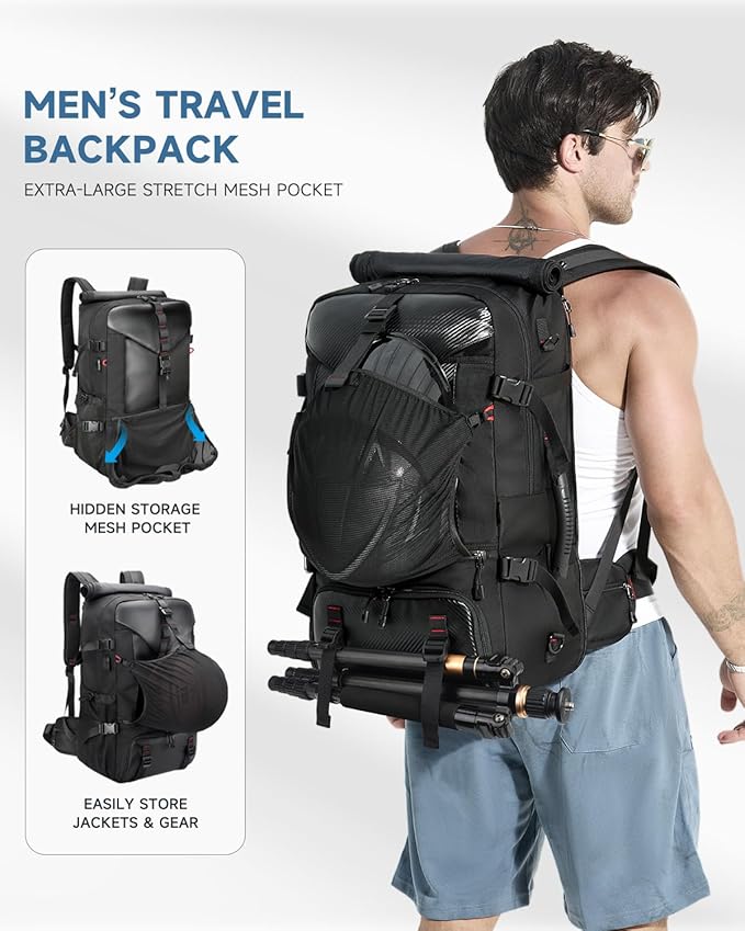 SWICKY Carry on Travel Backpack, 40L-50L Laptop Backpack with Shoes Compartment USB Charging Port, Flight Approved Convertible Large Duffle Luggage Bag Backpack Fit 17.3 Inch Laptops for Men Women