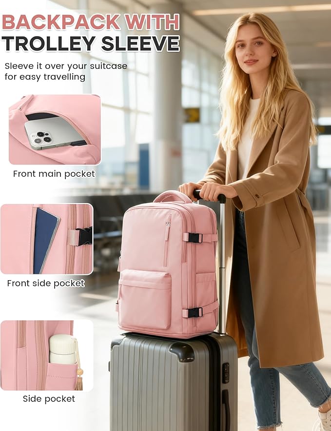 WONHOX Large Travel Backpack Carry on Flight Approved Laptop Work Business Backpack for Women Men Mochila de Viaje