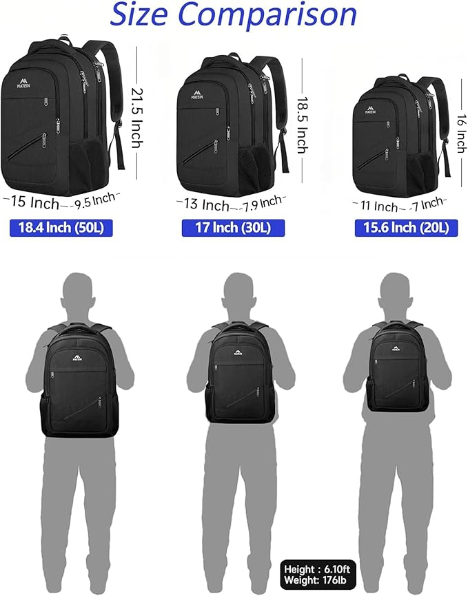 MATEIN 15.6 Inch Backpack for Men Women, 20 L Personal Item Casual Backpack Airline Approved, Water Resistant Laptop Computer Backpack with Multiple Organized Pockets, Black