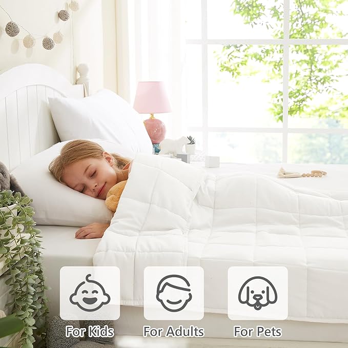 L'AGRATY Weighted Blanket - 36"x48" 3lbs Cooling Breathable Heavy Blankets Microfiber Material with Glass Beads for Adult All-Season Summer Fall Winter Soft Thick Comfort