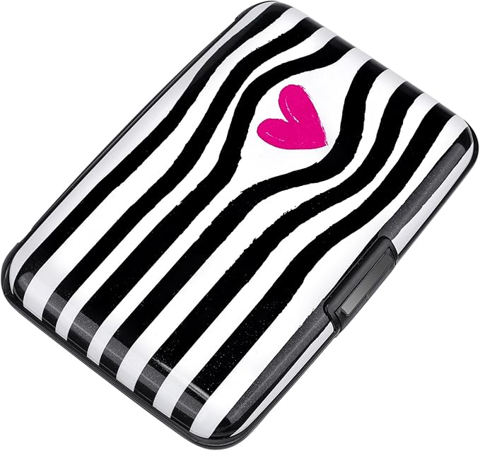 ELFISH Mini RFID Aluminum Wallet Credit Cards Holder Business Card Case Metal ID Case for Men Women (Eye heart)