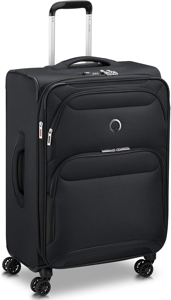 DELSEY PARIS Sky Max 2.0 Softside Expandable Luggage with Spinner Wheels 2 Piece Set, Black (24 Inch/Duffle)