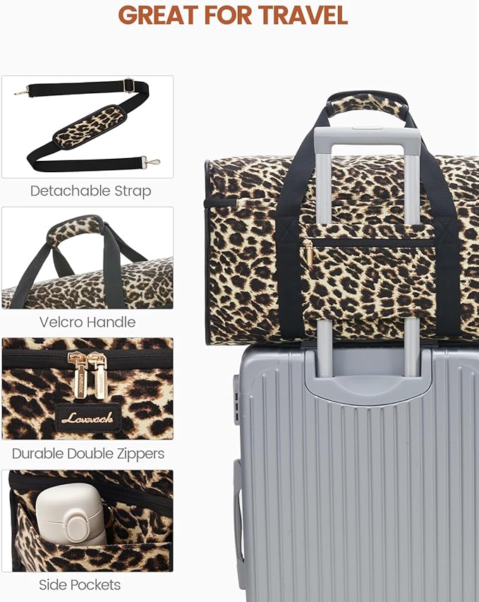 LOVEVOOK Travel Duffle Bag - Weekender & Overnight Bag with Toiletry & Wet Pocket, Carry-On Size, 3pc Set