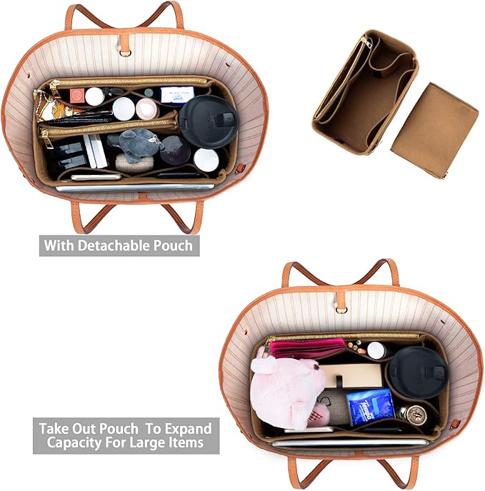 ZTUJO Purse Organizer, Felt Bag Organizer Purse Organizer Insert For Speedy, Neverfull, Graceful, Neverfull,Tote, Handbag,Shaper